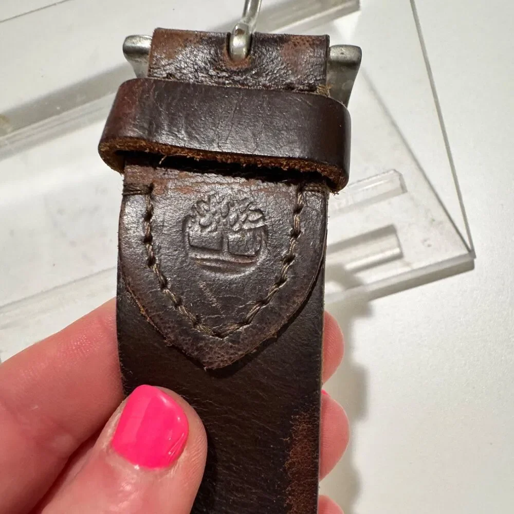 Timerland Brown Leather Mens Belt Sz 40 Distressed